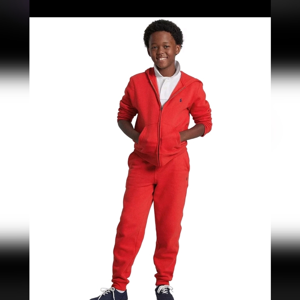 Polo by Ralph Lauren Red Kids Matchinh Set Zip Up Hoodie & Joggers M 10 - 12